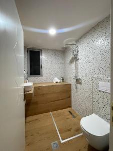 een badkamer met een toilet en een wastafel bij Guest-Room Zoi&Teri in Tepelenë