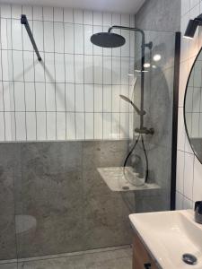 a bathroom with a shower and a sink at 4Seasons II in Stronie Śląskie