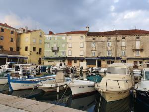 a group of boats docked in a harbor with buildings at Room CS Cres in Cres