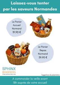 comparación de dos cestas de frutas y hortalizas en Sphinx Résidences - Tempologis Mémorial, en Caen