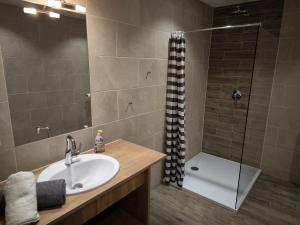 a bathroom with a sink and a shower at Bergliebe Klippitztörl in Klippitztorl