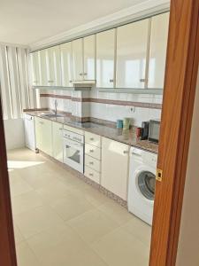 a kitchen with a washer and a washing machine at Oasis Frente al Mar. Parking Gratis in El Campello