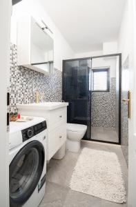 オラサックにあるVilla Judita Dubrovnikのバスルーム(洗濯機、トイレ付)