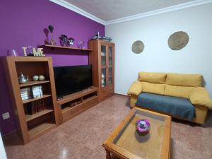 TV a/nebo společenská místnost v ubytování Rincón de Joel Habitación con baño privado