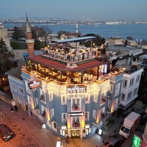 a large building with lights on top of it at Villa Sofia in Istanbul