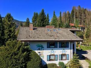 an aerial view of a house at Holiday apartment Sonia on the lake in Bad Wiessee