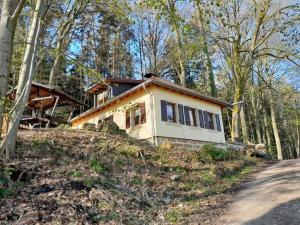 a small house on a hill in the woods at Holiday home Waldhaus Edelweiss in Scheßlitz