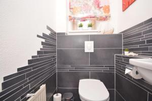 a bathroom with a toilet and a sink at GUN04-FW Apartment in Windsbach in Windsbach