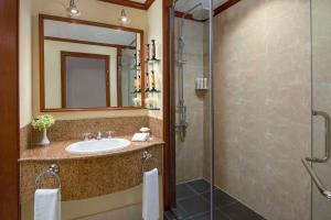 y baño con lavabo y ducha. en Avani Hai Phong Harbour View Hotel, en Hai Phong