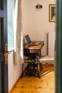 escritorio con ordenador portátil en la habitación en Hostel Gabronka, en Bistrica ob Sotli