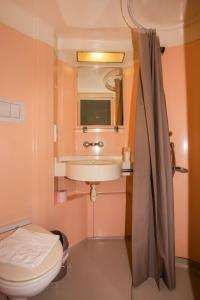 a bathroom with a sink and a toilet at Appart Hotel Corte HR in Corte