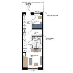 a floor plan of a house at Cozy apartment 2 stops-15 mins away from city center in Stockholm