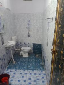 y baño con aseo y lavamanos. en Hotel Rudra Palace, en Lucknow
