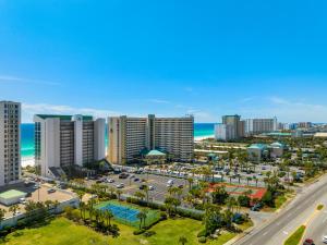 an aerial view of a city with a parking lot at Emerald Towers by Panhandle Getaways in Destin