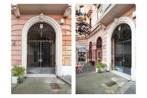 zwei Bilder eines Gebäudes mit einem Tor in der Unterkunft W STUDIO TERMINI in Rom