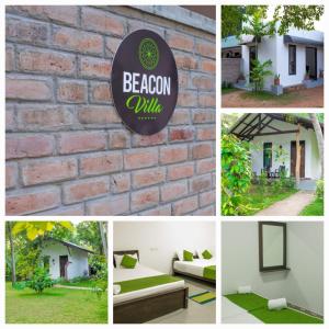 a collage of photos with a brick wall and a sign at Beacon villa in Anuradhapura