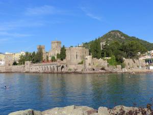 a castle on the shore of a body of water at Appartement lumineux 6 places avec vue sur Marina in Mandelieu-la-Napoule