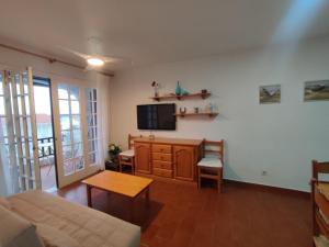 a living room with a couch and a tv at Apartamento Menorca son parc in Son Parc