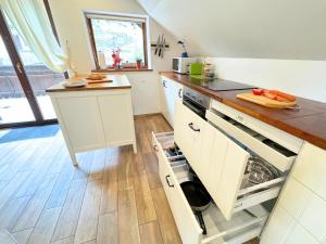Kuchyň nebo kuchyňský kout v ubytování Luxury holiday home near Lake Bled & the Alps