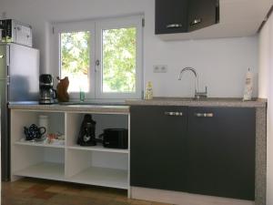 una cucina con bancone, lavandino e lavandino di Ferienhaus mit Garten im Odenwald zu vermieten a Fränkisch-Crumbach Altre 29 foto