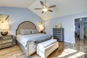 a bedroom with a bed and a ceiling fan at Fayetteville Vacation Rental about 24 Mi to Atlanta! in Fayetteville