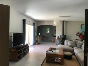 a living room with a couch and a tv at Villa Arles Trinquetaille in Arles