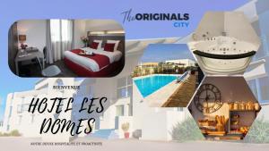un collage de fotos de un hotel con piscina en The Originals City, Hôtel Les Dômes, Perpignan Sud Saleilles, en Perpiñán