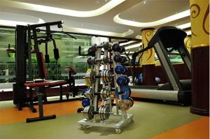 a gym with a bunch of gym equipment at Westland's Gardens Suites One in Nairobi
