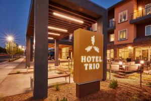 a hotel tribico sign in front of a building at Hotel Trio Healdsburg in Healdsburg