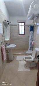 uma casa de banho com um WC e um lavatório em Guest House Baba Lluka em Berati