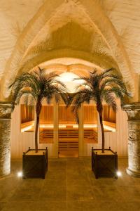 two palm trees in the middle of a room at Grand Hotel Casselbergh in Bruges