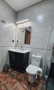 ein Bad mit einem WC und einem Waschbecken in der Unterkunft la casa del abuelo in Sebúlcor