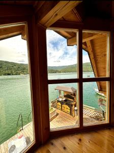 a view from a window of a boat on a lake at Splav Horizont in Gaočići