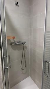 een douche met een slang in de badkamer bij La de Fredyy - Tres Marias Apartments in Redondela