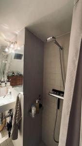 bagno con doccia e lavandino di ApartmentInCopenhagen Apartment 1597 a Copenaghen