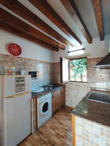 eine Küche mit Waschmaschine, Spüle und Geschirrspüler in der Unterkunft Apartamentos Copi Villa de Suances in Suances