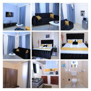 a collage of photos of a hotel room at Apartment in kisii Milimani in Kisii