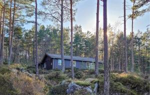 a cabin in the woods with trees at Gorgeous Home In Jrpeland With House Sea View in Jørpeland