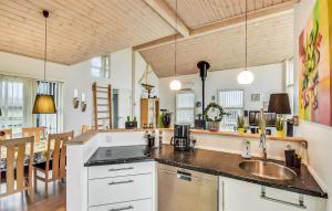 cocina con fregadero y encimera en Amazing Home In Nordborg With Wifi, en Nordborg