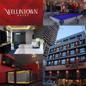 a collage of four pictures of a hotel at Hotel Wellintown in Tijuana