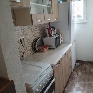 a small kitchen with a sink and a microwave at HOLIDAY HOUSE MARIC 