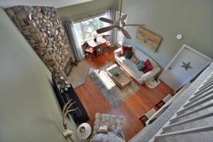 an overhead view of a living room with a fireplace at Higher Altitude in Gatlinburg