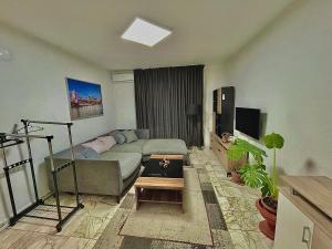 a living room with a couch and a tv at 2 Bedroom Apartment with Garage in Sandanski +10 photos