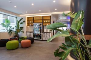 a room with a potted plant and a drink machine at Aparthotel Colombo Roma in Rome