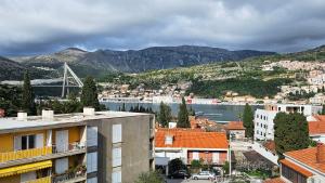 Blick auf eine Stadt mit Fluss und Brücke in der Unterkunft Bridge View Apartment Lapad in Dubrovnik