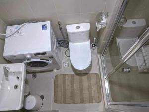 een kleine badkamer met een toilet en een wastafel bij Casa Ariete in Manilla