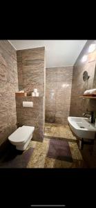 a bathroom with a toilet and a sink at Karlov Dvor apartmány in Trnava
