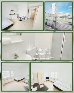 un collage de cuatro fotos de una habitación en Apartments EFDE GmbH, en Heilbronn
