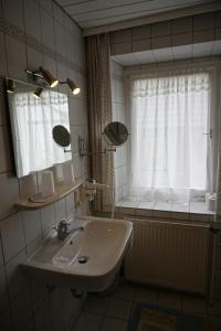 bagno con lavandino e finestra di Ferienwohnung Frosch a Bischofsgrün
