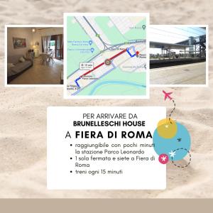 a flyer for a flea d roma with a map at Brunelleschi House with garden in Fiumicino